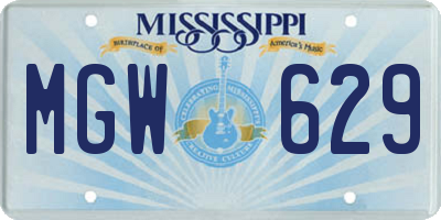 MS license plate MGW629