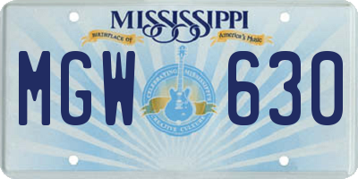 MS license plate MGW630