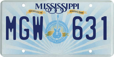MS license plate MGW631