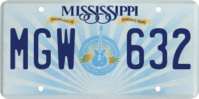 MS license plate MGW632