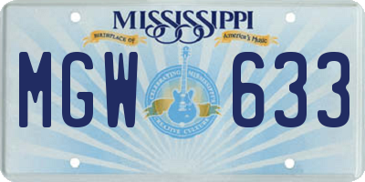 MS license plate MGW633