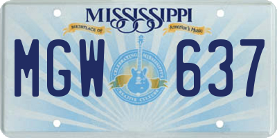 MS license plate MGW637