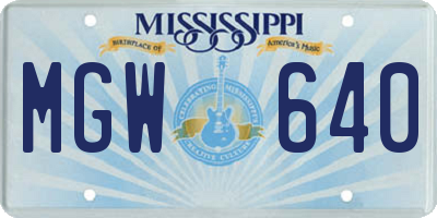 MS license plate MGW640