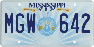 MS license plate MGW642