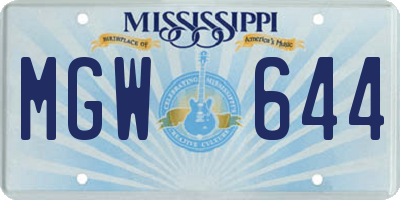 MS license plate MGW644