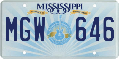 MS license plate MGW646