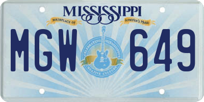 MS license plate MGW649