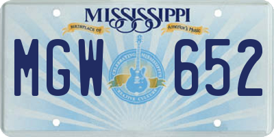 MS license plate MGW652