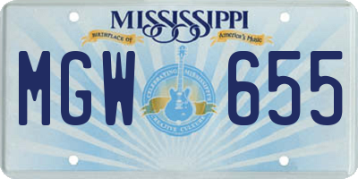 MS license plate MGW655