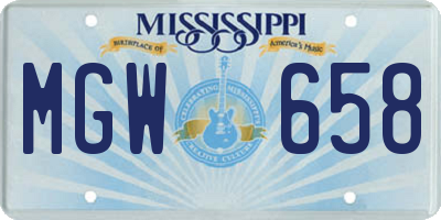MS license plate MGW658