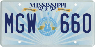 MS license plate MGW660