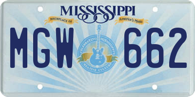MS license plate MGW662