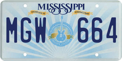 MS license plate MGW664