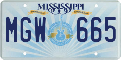 MS license plate MGW665
