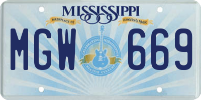 MS license plate MGW669