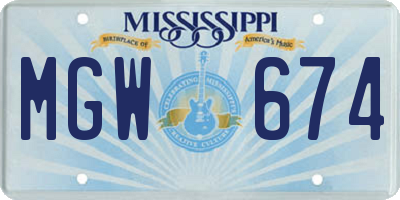 MS license plate MGW674