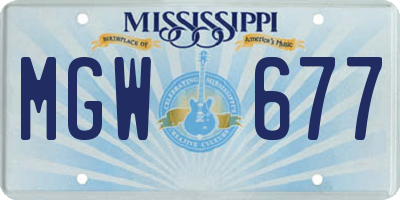 MS license plate MGW677