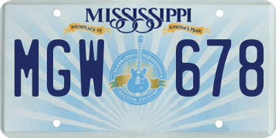 MS license plate MGW678