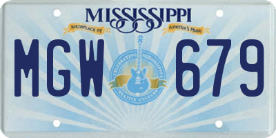 MS license plate MGW679