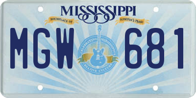 MS license plate MGW681