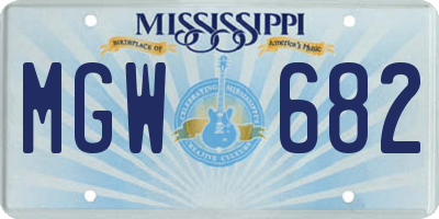 MS license plate MGW682