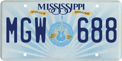 MS license plate MGW688