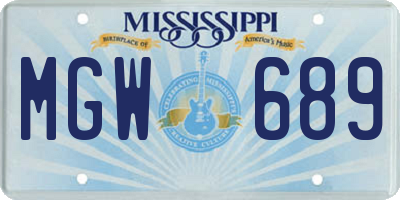 MS license plate MGW689