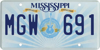 MS license plate MGW691