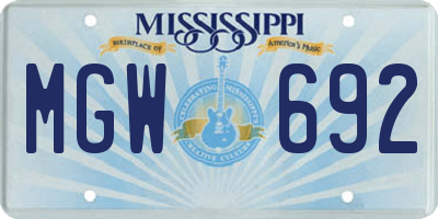 MS license plate MGW692