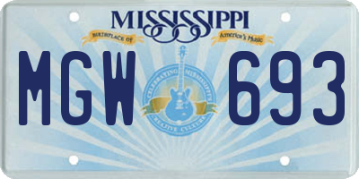 MS license plate MGW693