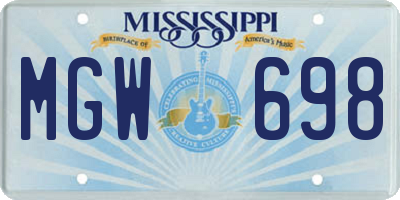 MS license plate MGW698