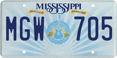 MS license plate MGW705