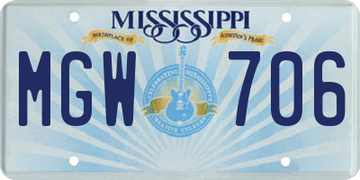 MS license plate MGW706