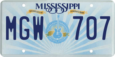 MS license plate MGW707