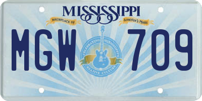 MS license plate MGW709