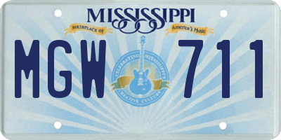 MS license plate MGW711