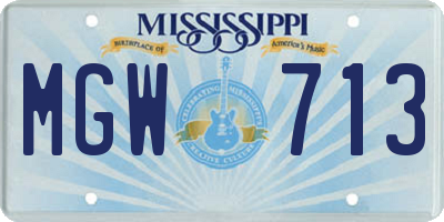 MS license plate MGW713