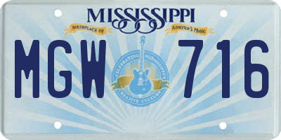 MS license plate MGW716