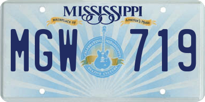 MS license plate MGW719