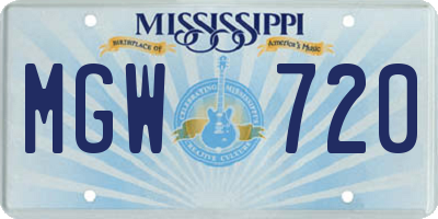 MS license plate MGW720