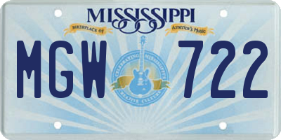 MS license plate MGW722