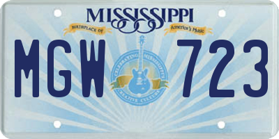 MS license plate MGW723