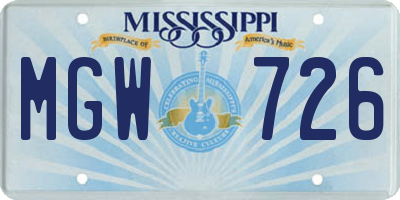 MS license plate MGW726