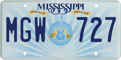 MS license plate MGW727