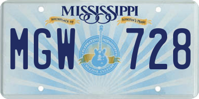 MS license plate MGW728