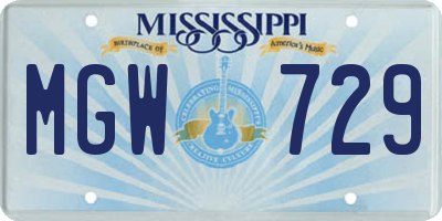 MS license plate MGW729
