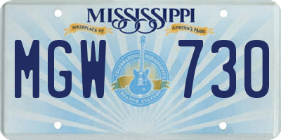 MS license plate MGW730