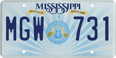 MS license plate MGW731