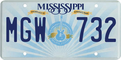 MS license plate MGW732