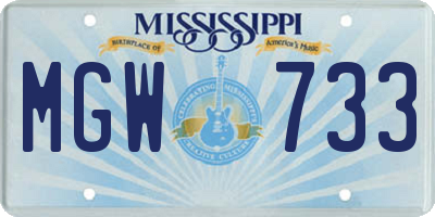 MS license plate MGW733